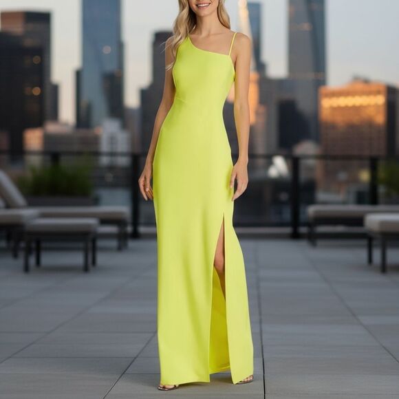 NEW Laundry By Shelli Segal Asymmetric Luxe Crepe Gown - Picture 1 of 9